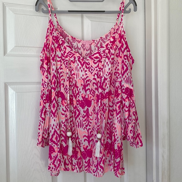 Lilly Pulitzer Alanna Top in Tons of Fun in pinks and white - Picture 3 of 9